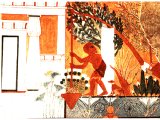 Egyptian painting from tomb of Ipui, Thebes, 13th century BC, showing slave working an irrigation machine.